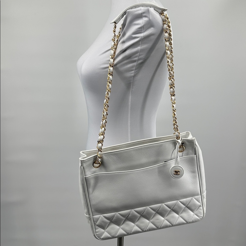 Authenticated CHANEL Quilted Shoulder Bag- White - Picture 16 of 16